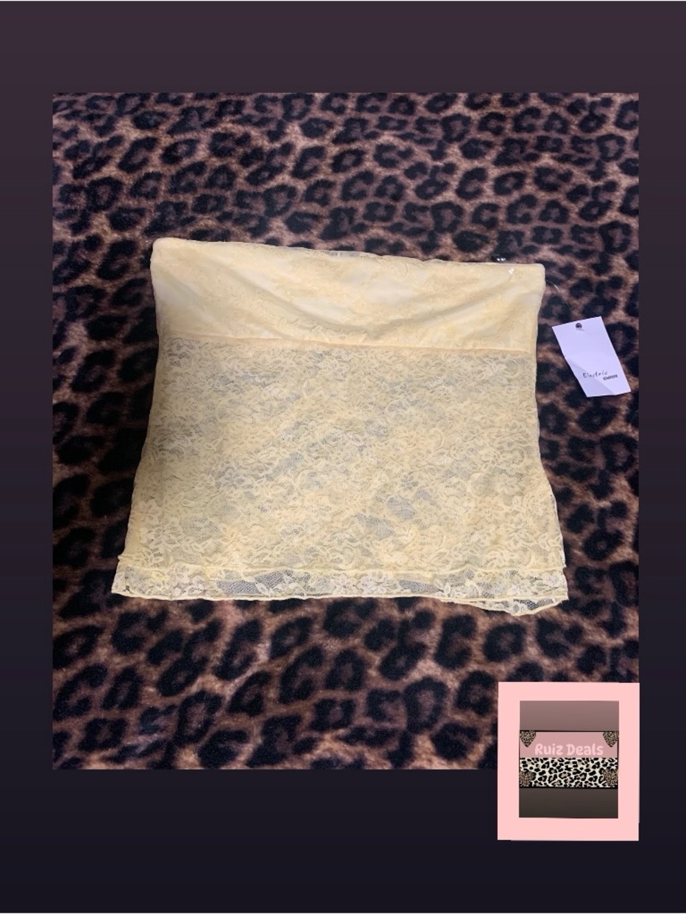 Lace Strapless Bandeau Top in Pale Yellow - Picture 1 of 4